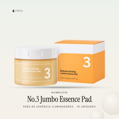 numbuzin No.3 Radiance Glowing Jumbo Essence Pad · Pads de Essência Iluminadores · 70 unidades